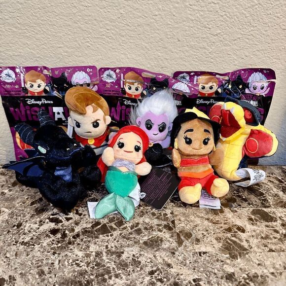 Disney Parks Wishables Good vs. Evil Plush SET Micro D23 Fan Event NEW 6-PC SET - Picture 1 of 16